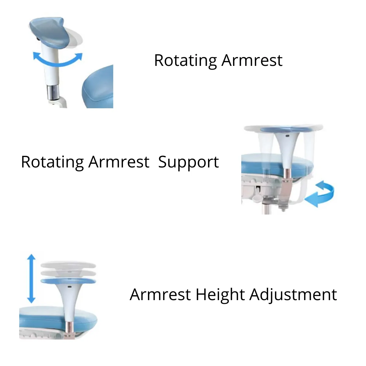 Saddle Chair with Swing-out Armrests/Elbow Supports