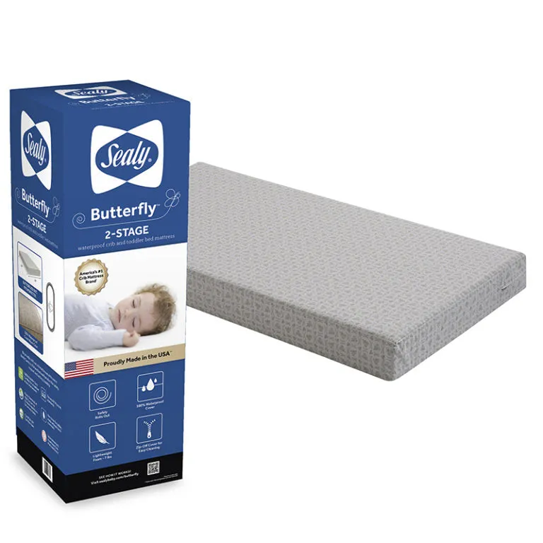 Sealy Butterfly 2-Stage Antibacterial Ultra Firm Crib and Toddler Mattress