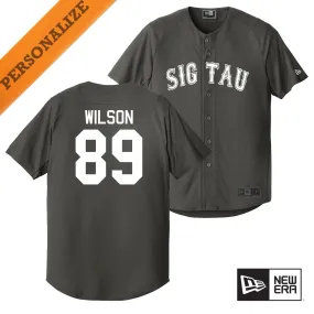 Sig Tau Personalized New Era Graphite Baseball Jersey