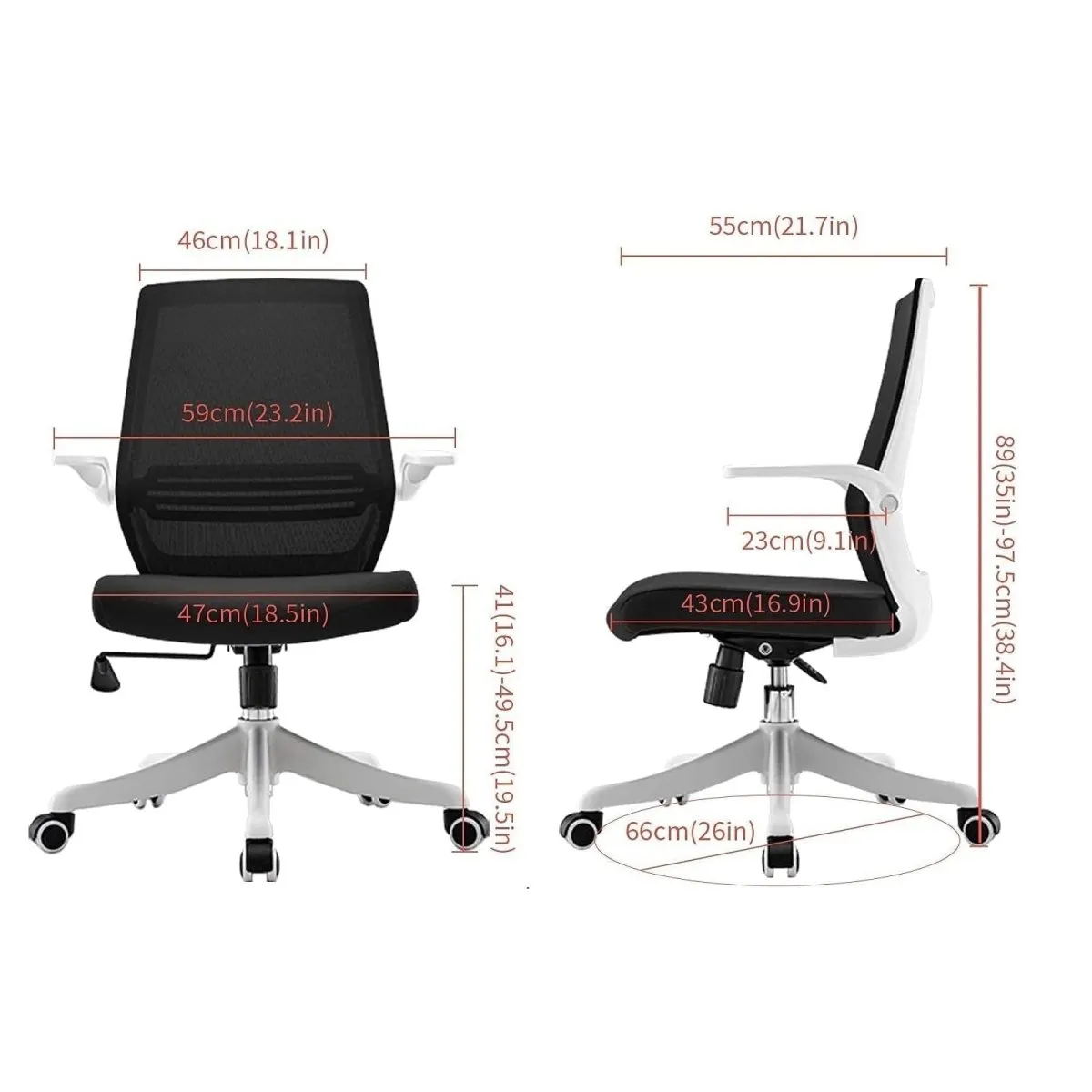 SIHOO M76 Ergonomic Office Chair Swivel Desk Chair Height Adjustable Mesh Back Computer Chair with Lumbar Support, 90° Flip-up Armrest