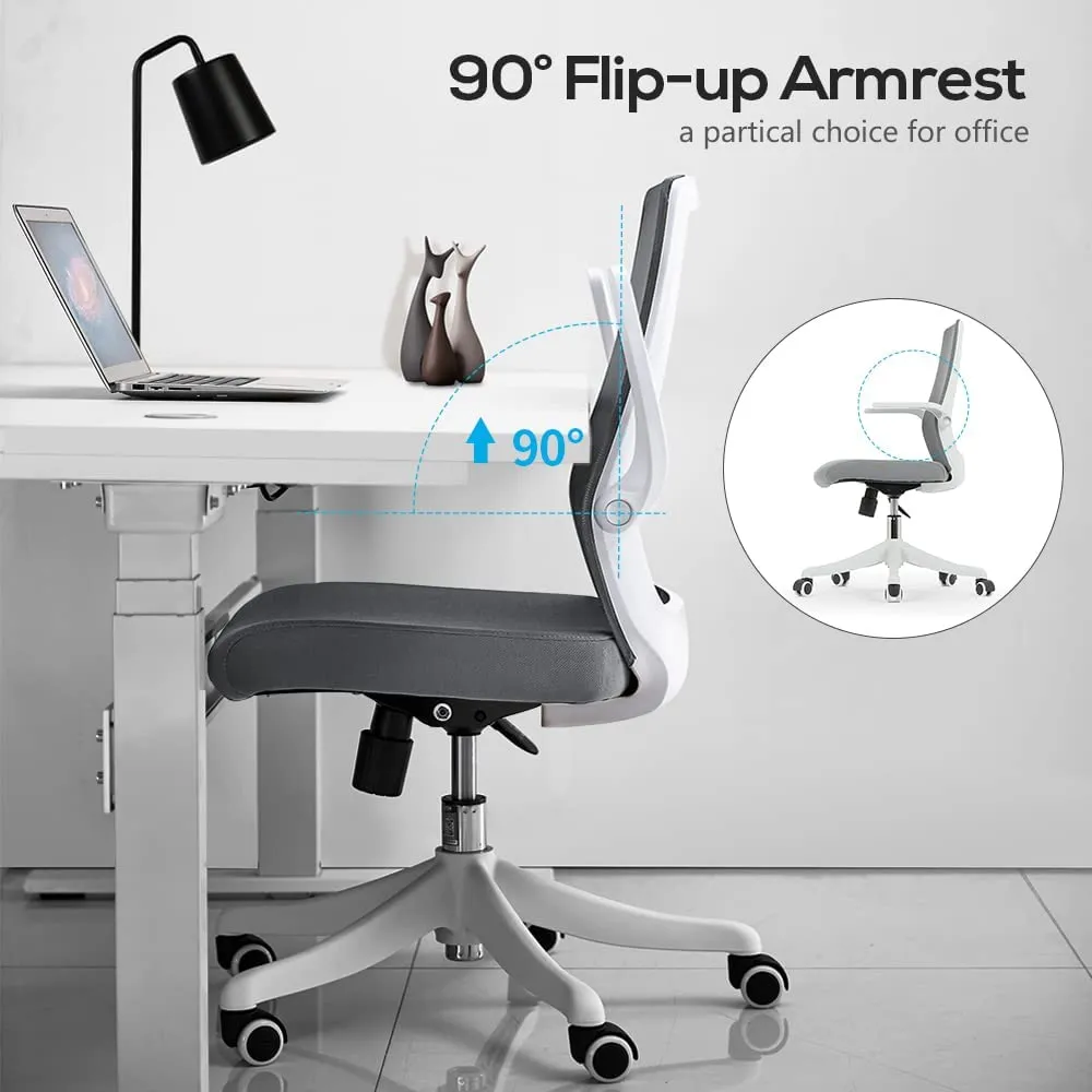 SIHOO M76 Ergonomic Office Chair Swivel Desk Chair Height Adjustable Mesh Back Computer Chair with Lumbar Support, 90° Flip-up Armrest