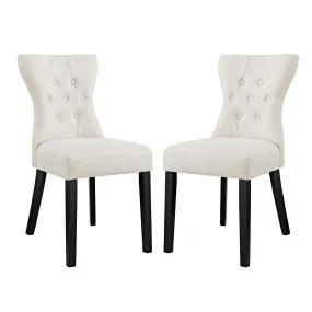 Silhouette Dining Side Chairs Upholstered Fabric Set of 2 Beige EEI-3327-BEI