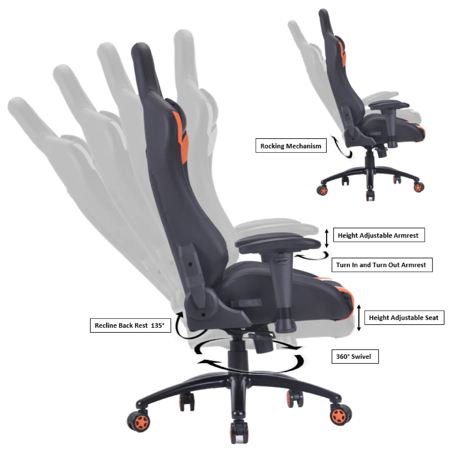 ViscoLogic NINJA-PRO | Professional Grade Series| Ergonomic | Supreme PU Leather | 4D Arm Rest | Recline, Tilt & Adjustable Lumbar Support | Home Office Computer Desk Gaming Chair